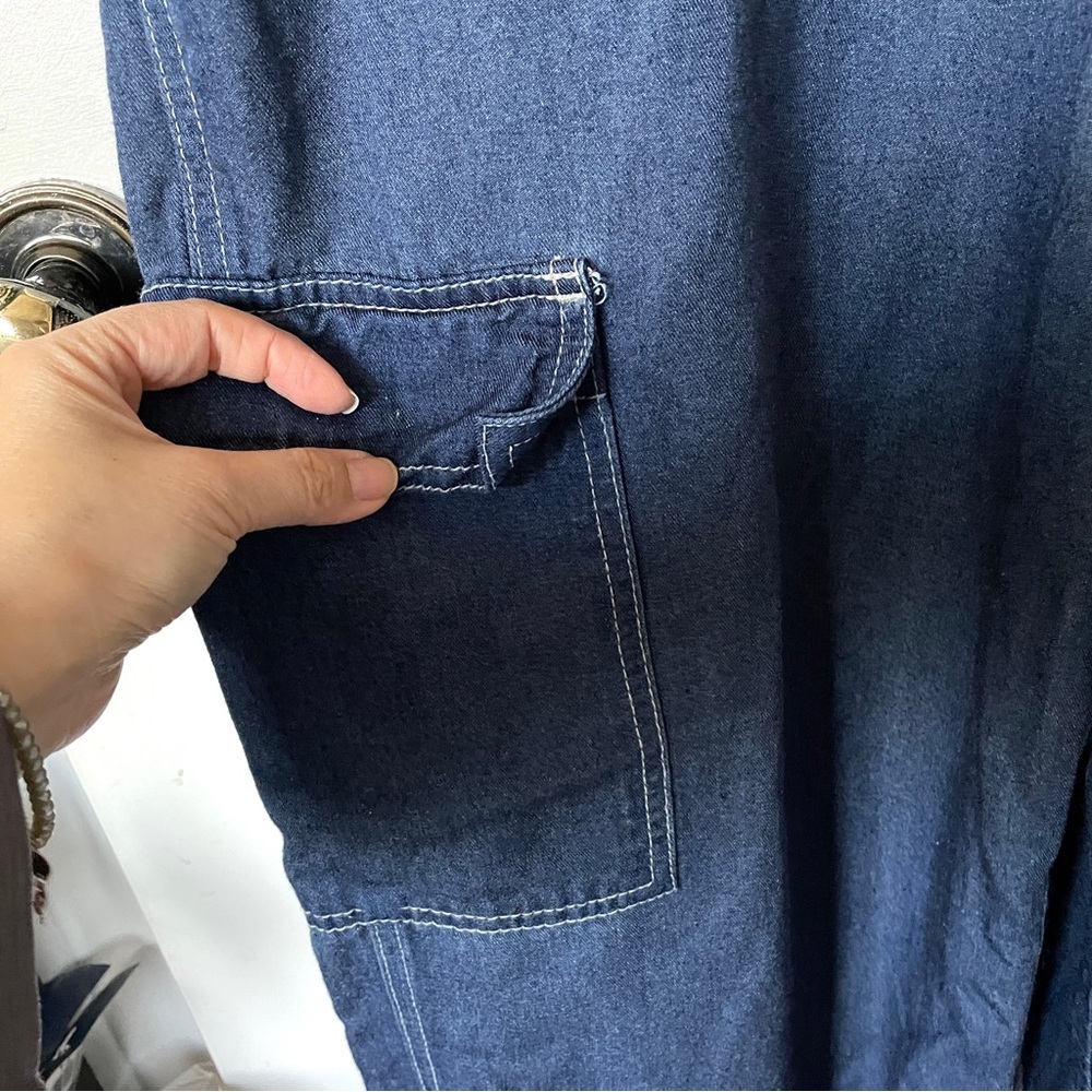 Vintage Manager Wide Straight Leg Denim-look Bib Overalls - Medium 🇨🇦 - Picture 5 of 11